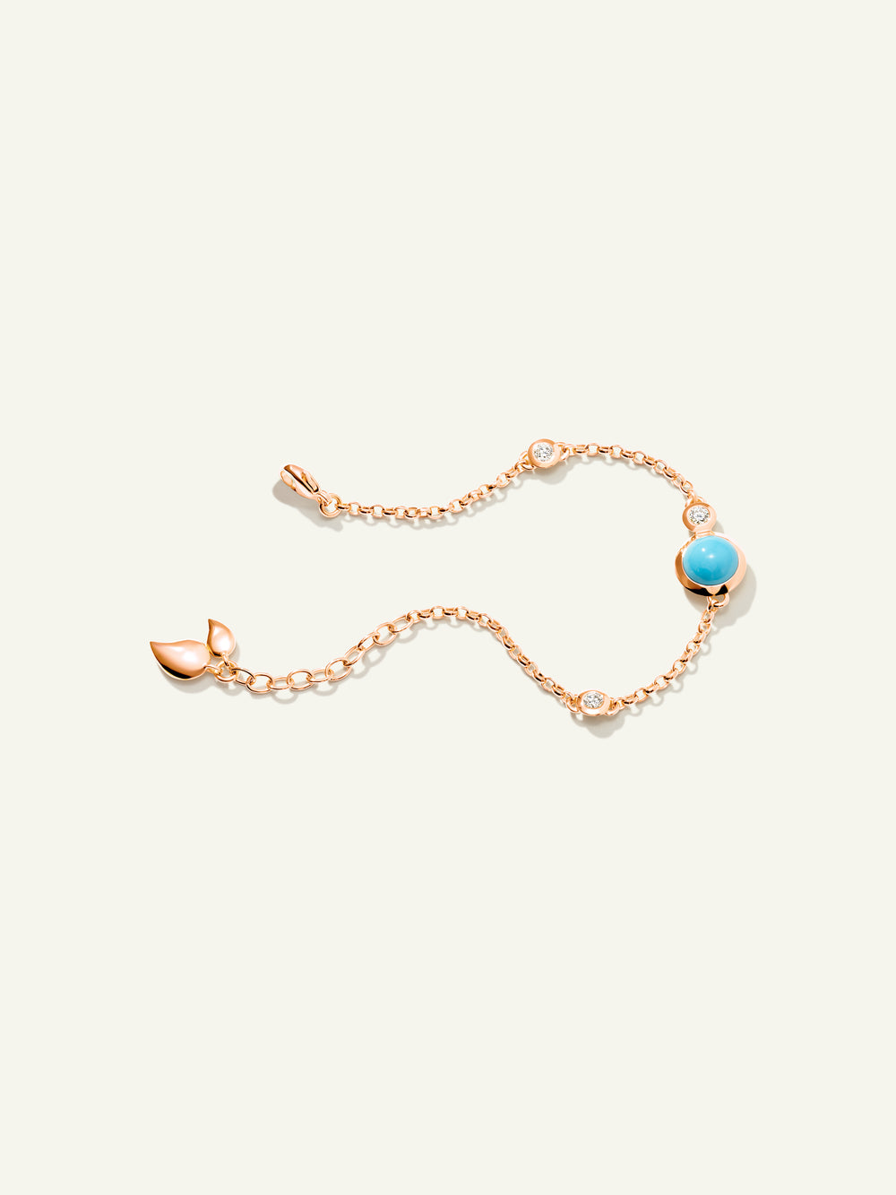 B-BOU-c-Tur-sm-rg | BOUTON Mini Chain Bracelet Small/Medium with Turquoise