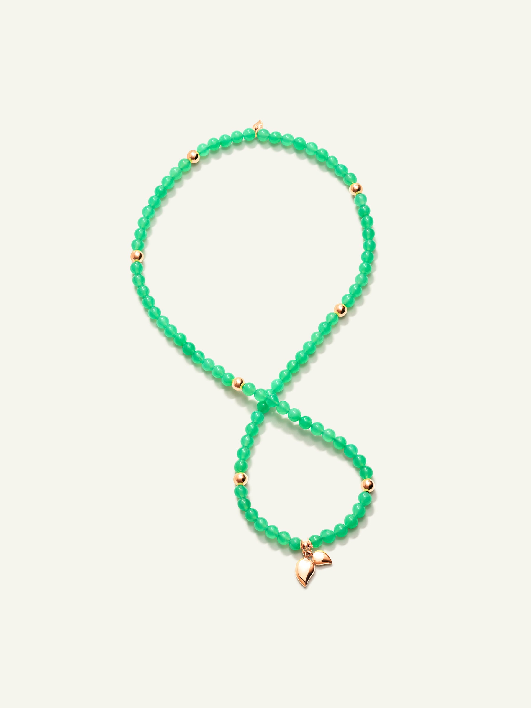 B-IND-Chry-3-m-rg | INDIA Bracelet with 18K Gold Beads and Chrysoprase, Three Rows