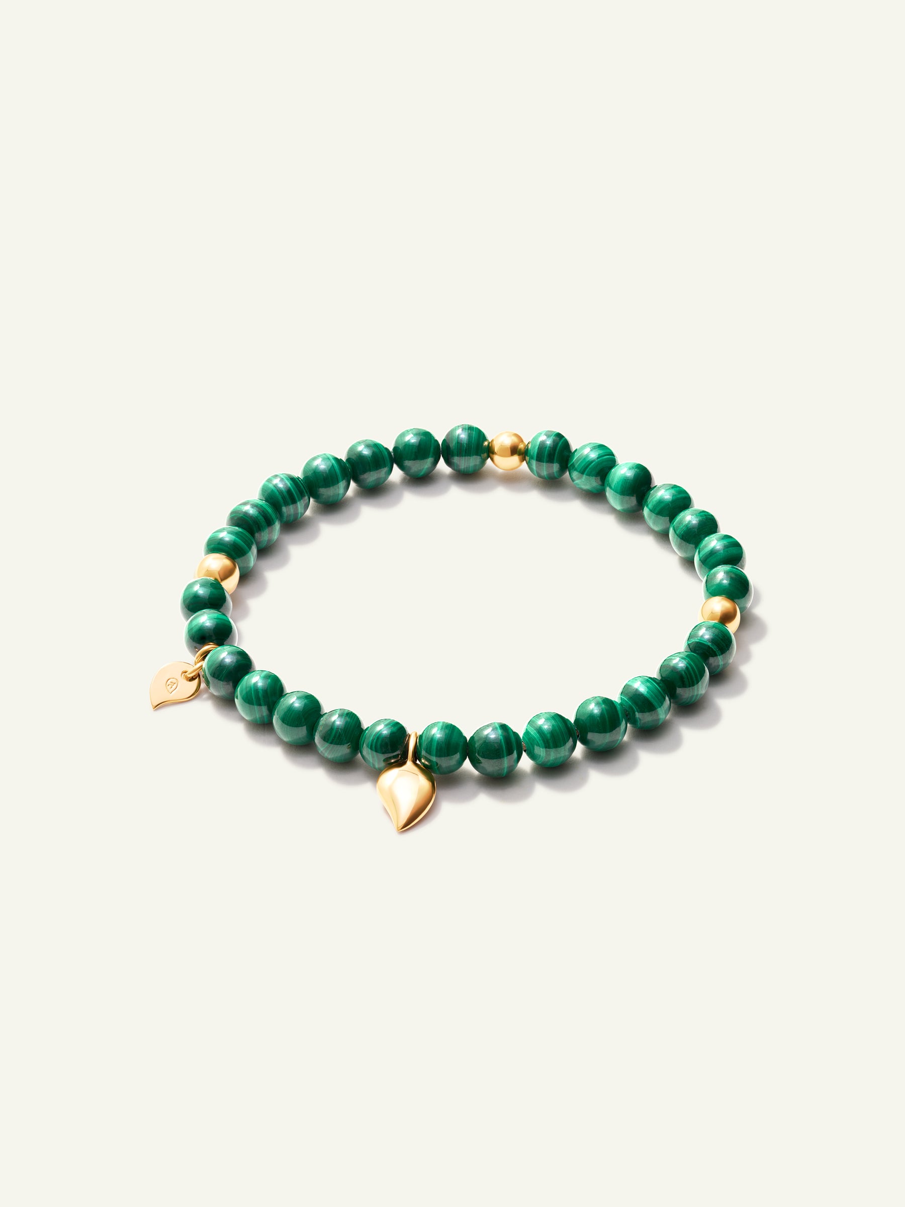 INDIA Armband mit 18K Goldperlen und Malachit, eine Reihe