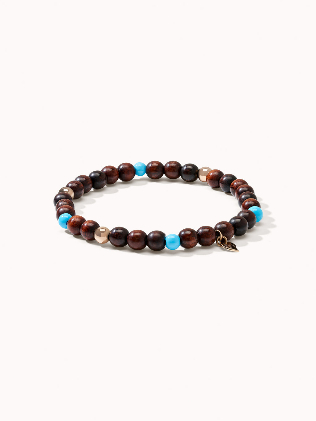 Bracelet INDIA Snakewood with Turquoise beads, one row, medium