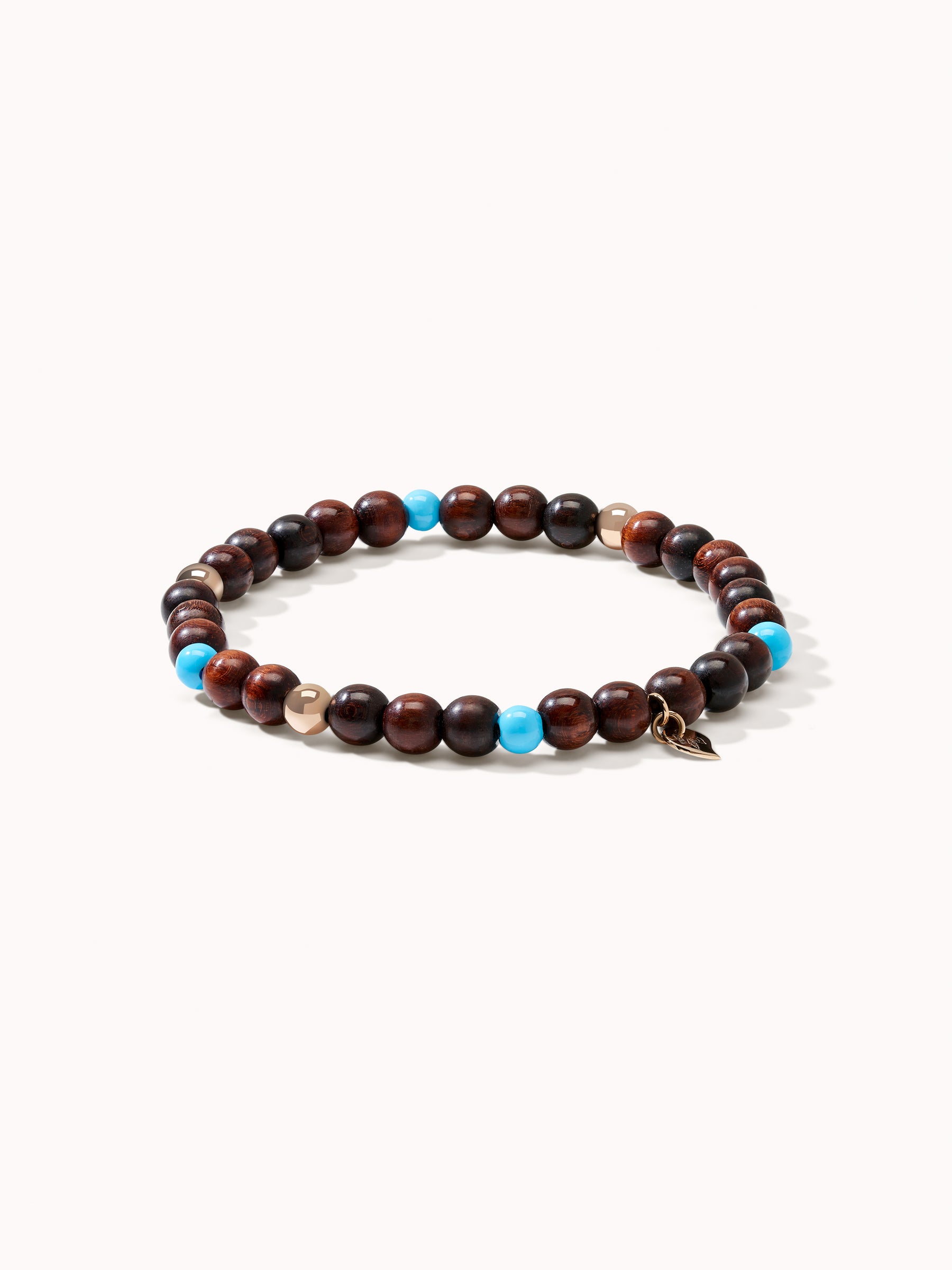 Bracelet INDIA Snakewood with Turquoise beads, one row, medium