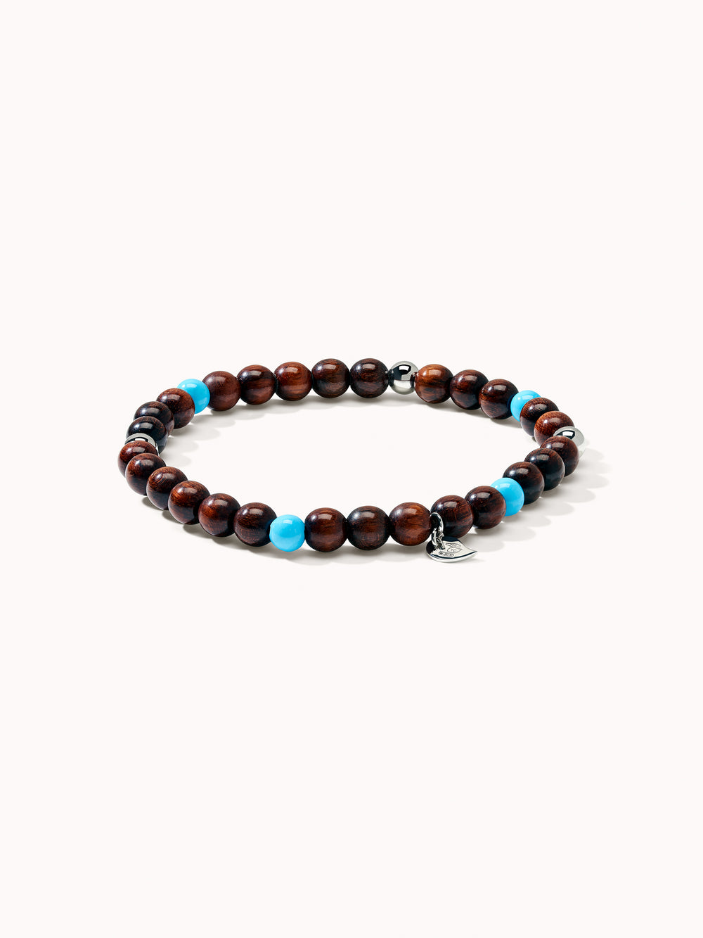 INDIA Medium Bracelet with Turquoise Beads and Snakewood, One Row
