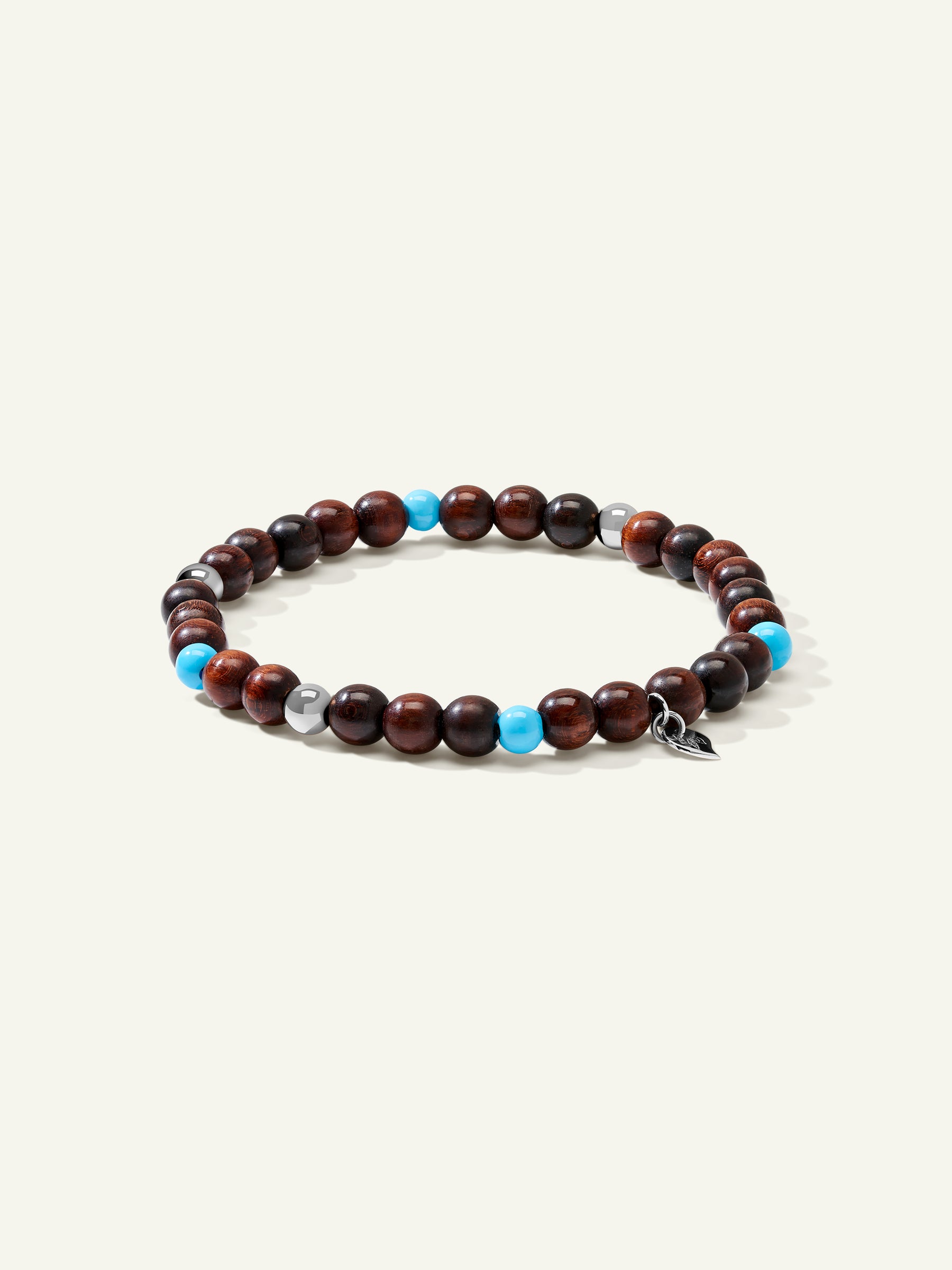 Bracelet INDIA Snakewood with Turquoise beads, one row, medium
