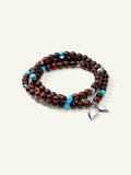 INDIA Bracelet with Turquoise Beads and Snakewood, Three Rows