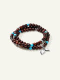 INDIA Medium Armband mit Türkisperlen und Snakewood, drei Reihen