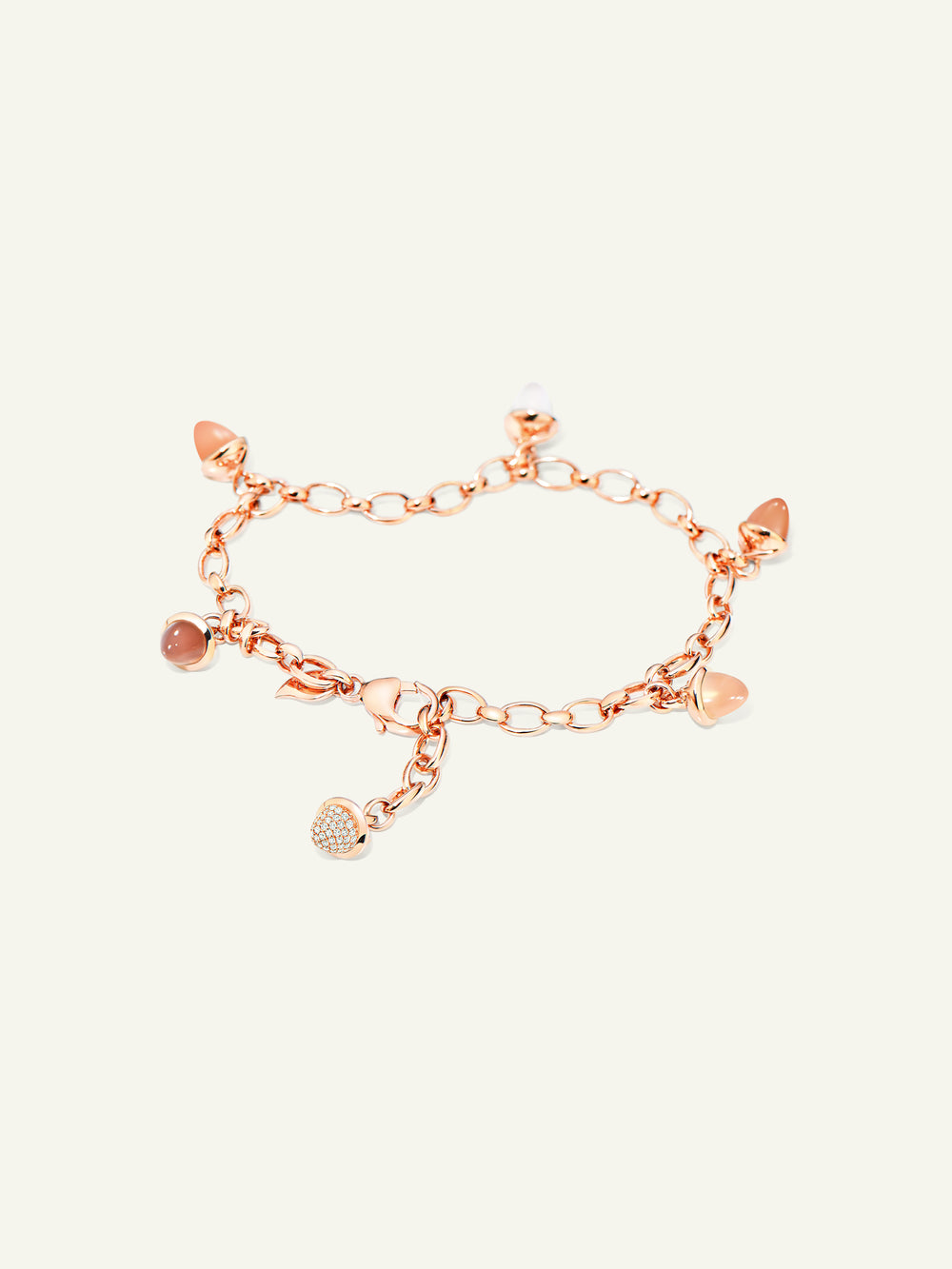 B-MC-Ch-Camel-p-rg | MIKADO Charm Bracelet in 'Camel' with Diamond Pavé