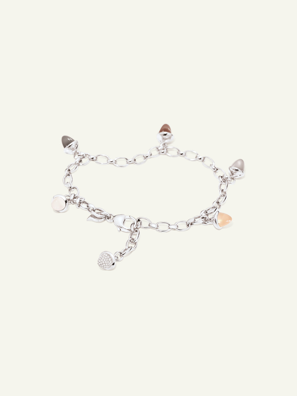 B-MC-Ch-Cas-p-wg | MIKADO Charm Bracelet in 'Cashmere' with Diamond Pavé
