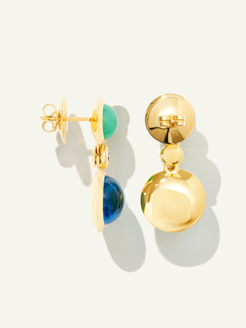 Earrings BOUTON 2 Cabochons 'Lagoon' / Classic 'Lagoon'