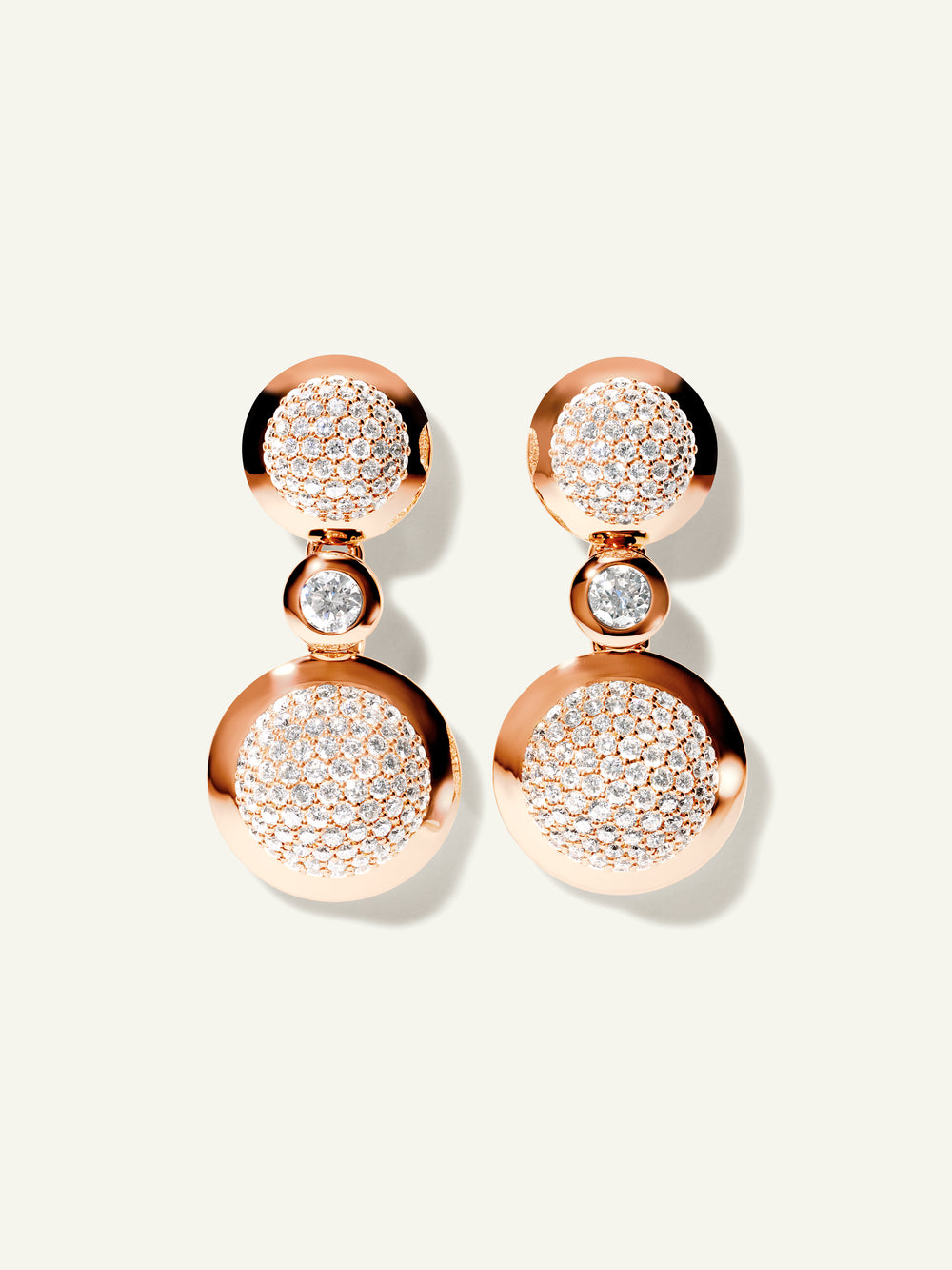 BOUTON 2 Cabochons Ohrringe mit Diamant Pavé und Diamanten