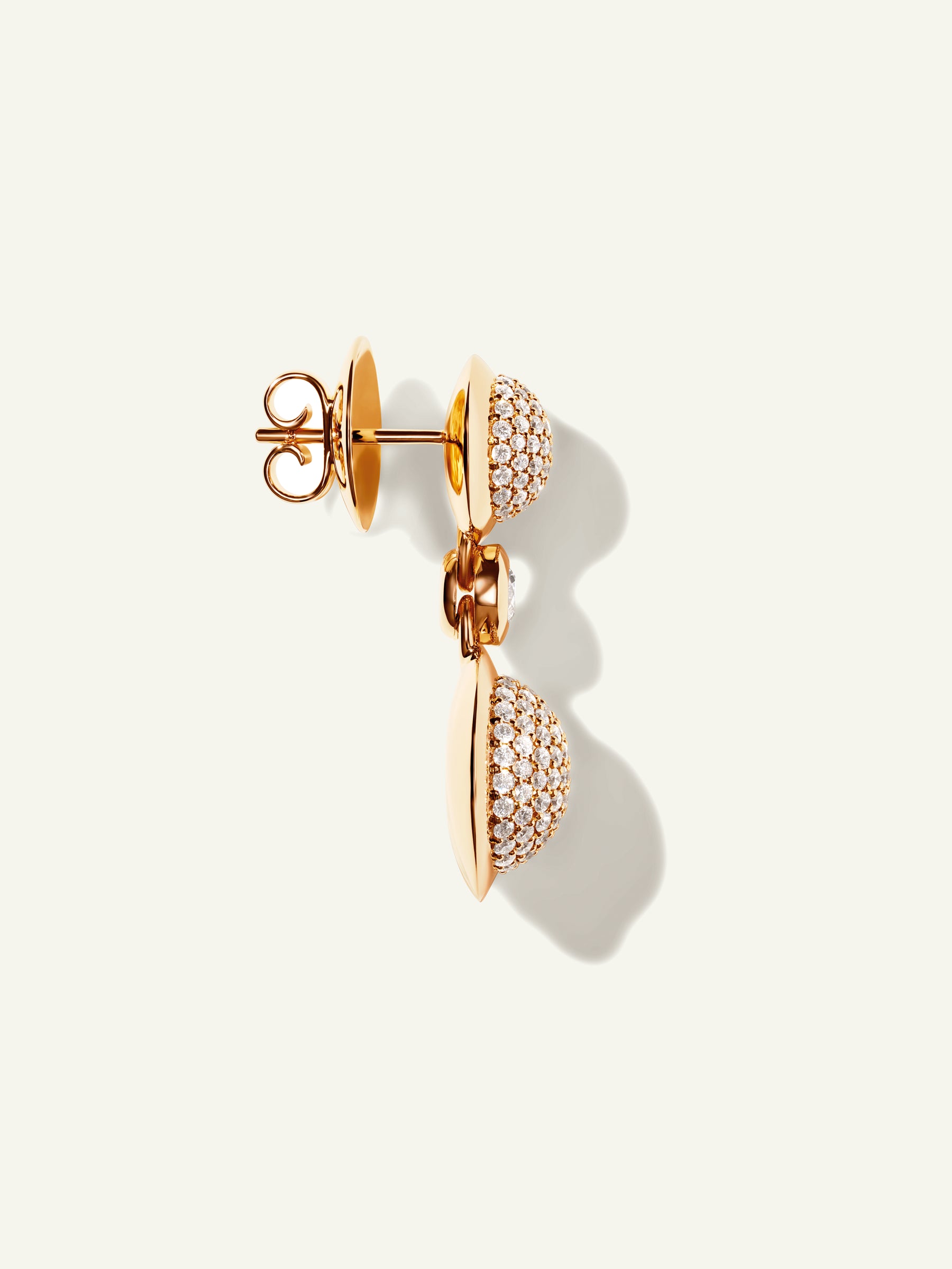 BOUTON 2 Cabochons Earrings with Diamond Pavé and White Diamonds