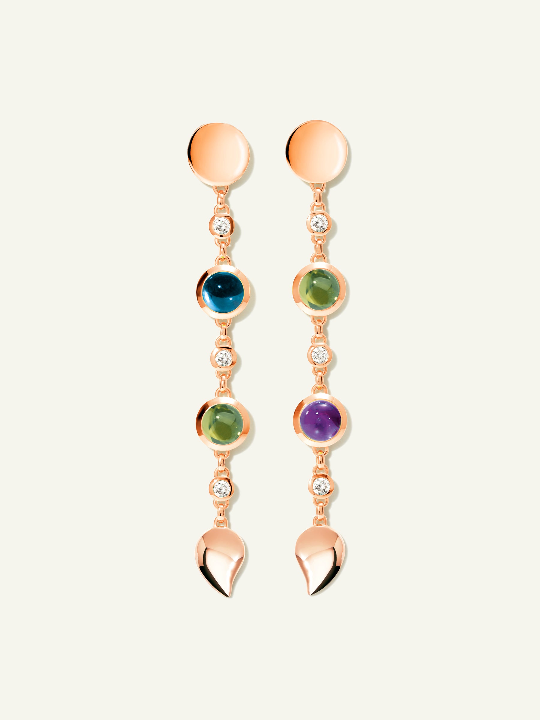 BOUTON Long Earrings in 'Aurora' with White Diamonds