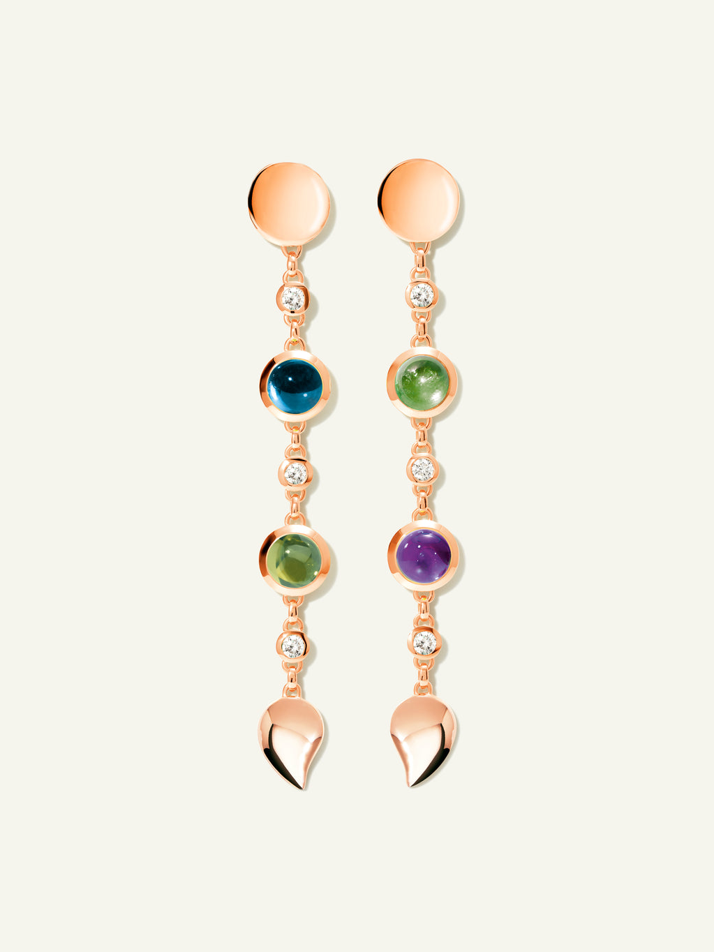 BOUTON Long Earrings in 'Aurora' with White Diamonds