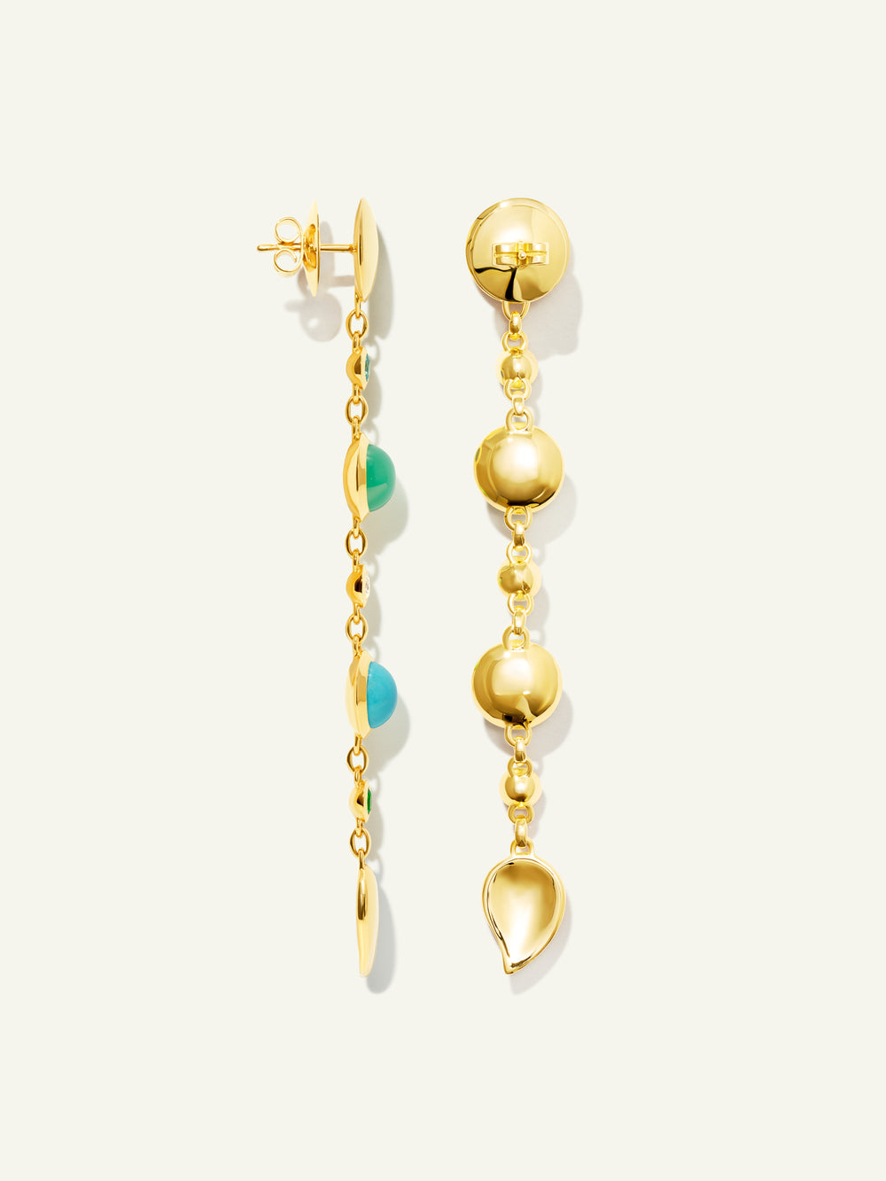 E-BOU-3-Lag-M-yg | BOUTON Long Earrings in 'Lagoon' with Mixed Gemstones