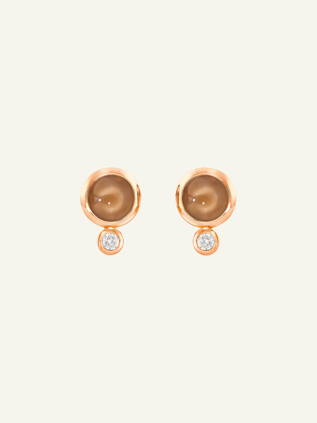 Earrings BOUTON Moonstone brown / Classic Brauner Mondstein