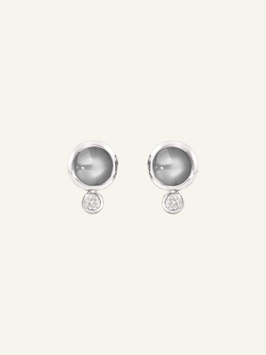 Earrings BOUTON Moonstone grey / Classic grauer Mondstein