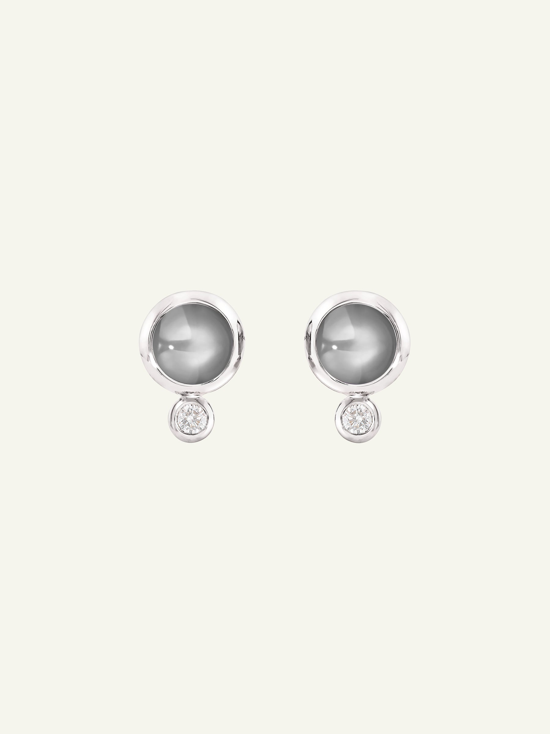 Earrings BOUTON Moonstone grey / Classic grauer Mondstein
