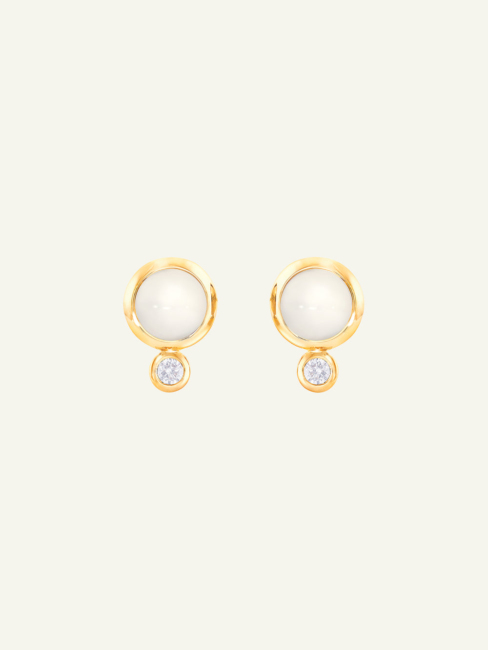 Earrings BOUTON Moonstone sand/white / Classic sand Mondstein