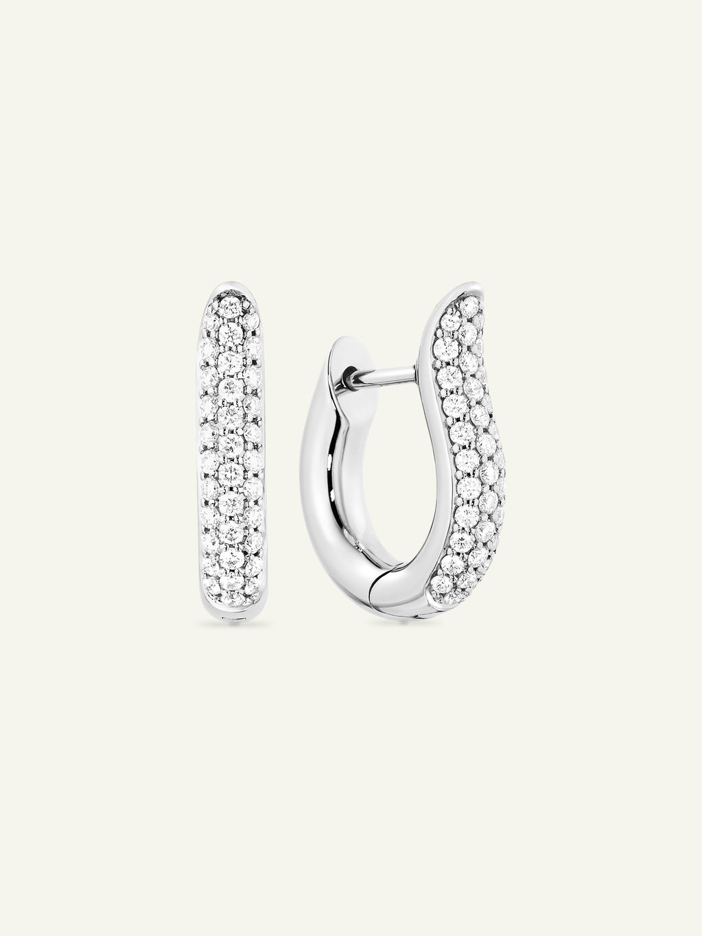 SIGNATURE Earrings Hoop small Diamond Pavé 18K white Gold