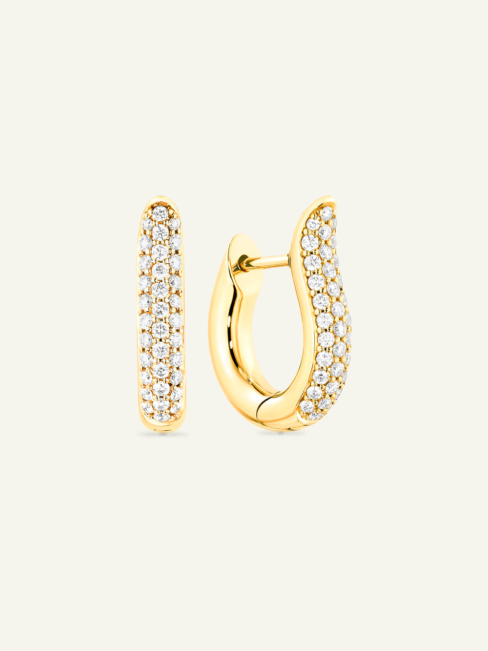 SIGNATURE Earrings Hoop small Diamond Pavé 18K yellow gold