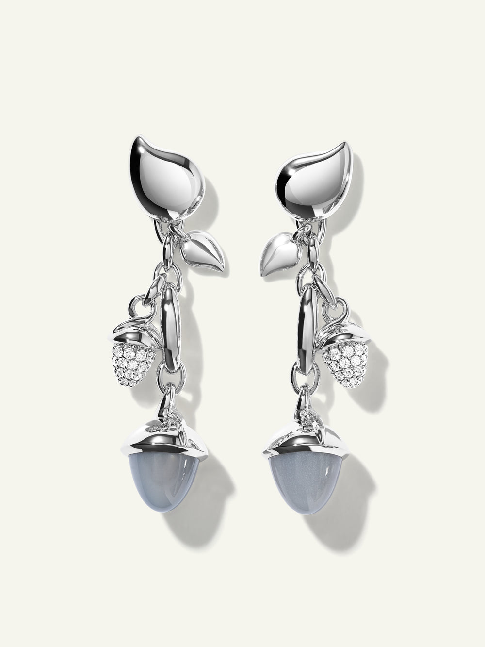MIKADO Dangling 2 Acorn Ohrringe in 'Cashmere' mit Diamond Pavé