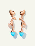 MIKADO Dangling 2 Acorn Earrings in 'Turquoise' with Diamond Pavé