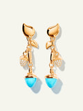 MIKADO Dangling 2 Acorn Ohrringe in 'Turquoise' mit Diamond Pavé