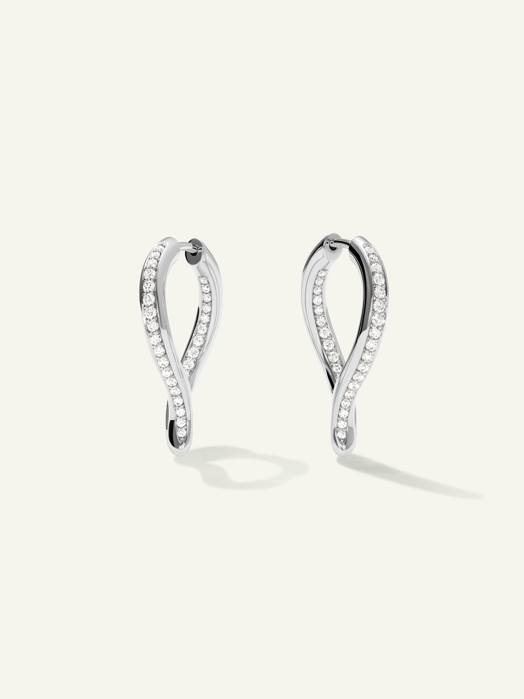 SIGNATURE Twisted Drop Hoop Earrings with Diamond Pavé