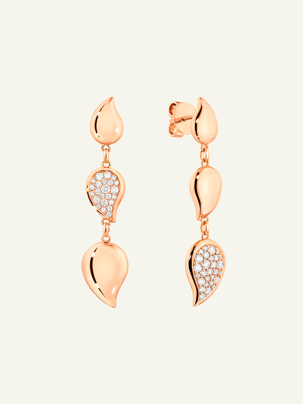 Earrings SIGNATURE Wave - 3 drop elements - Diamond Pavé mit Diamant Pavé