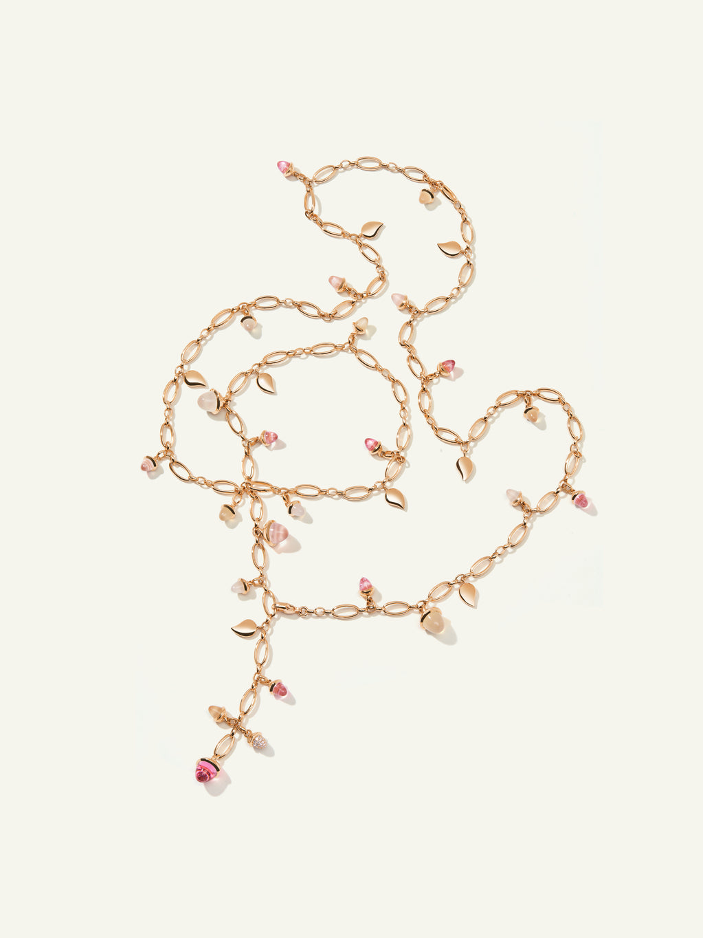 Necklace MIKADO 'Blush' with Diamond Pavé - 100 cm Blush with Diamond Pavé