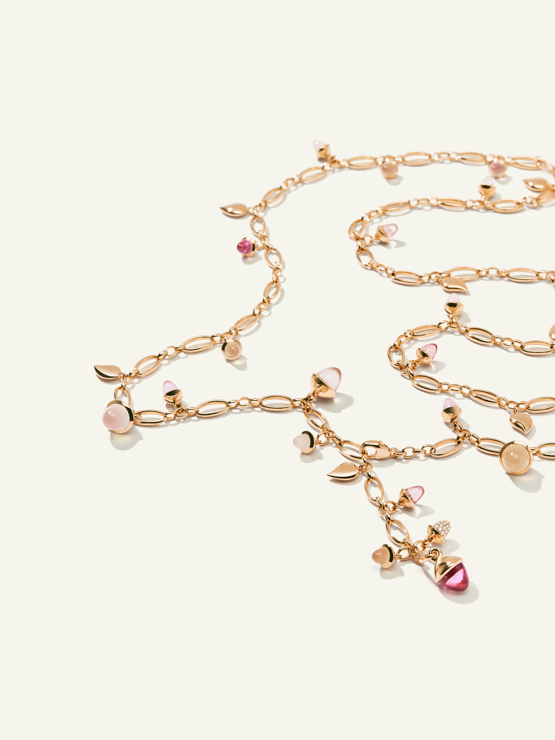 Necklace MIKADO 'Blush' with Diamond Pavé - 100 cm Blush with Diamond Pavé