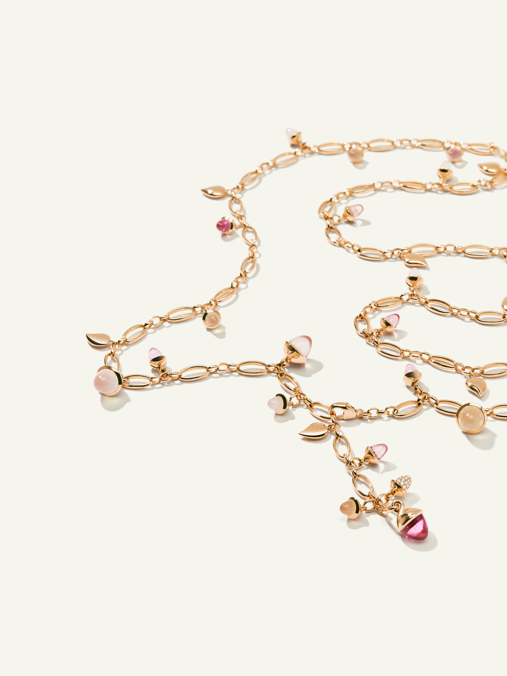 MIKADO Necklace, 100 cm in 'Blush' with Diamond Pavé