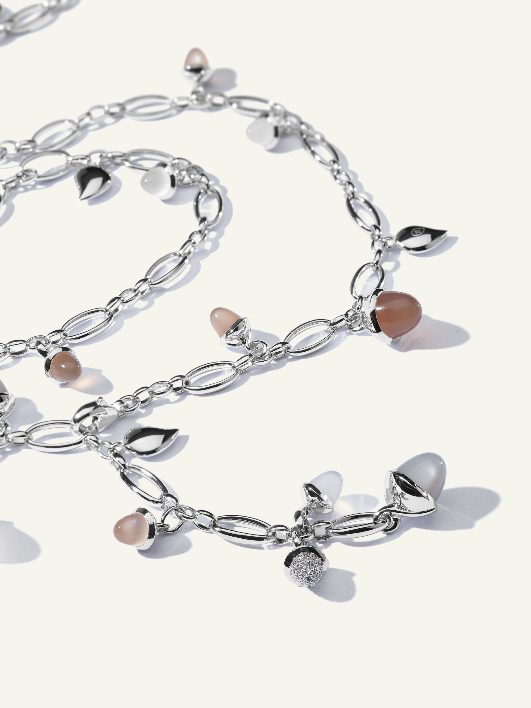MIKADO Necklace, 100 cm in 'Cashmere' with Diamond Pavé