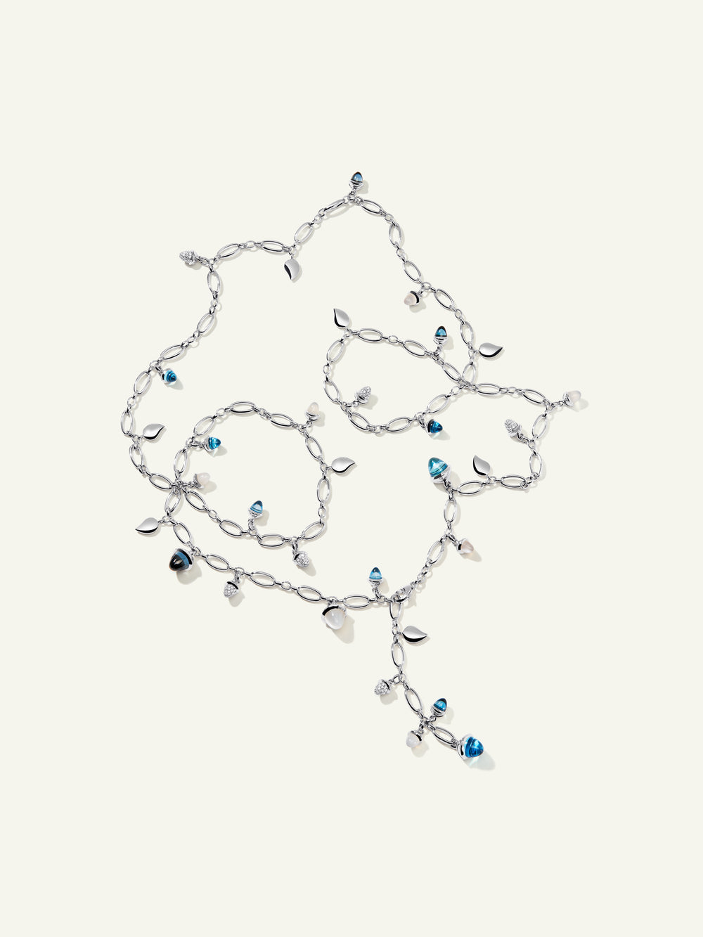 Necklace MIKADO 'Ocean' with Diamond Pavé - 100 cm Ocean