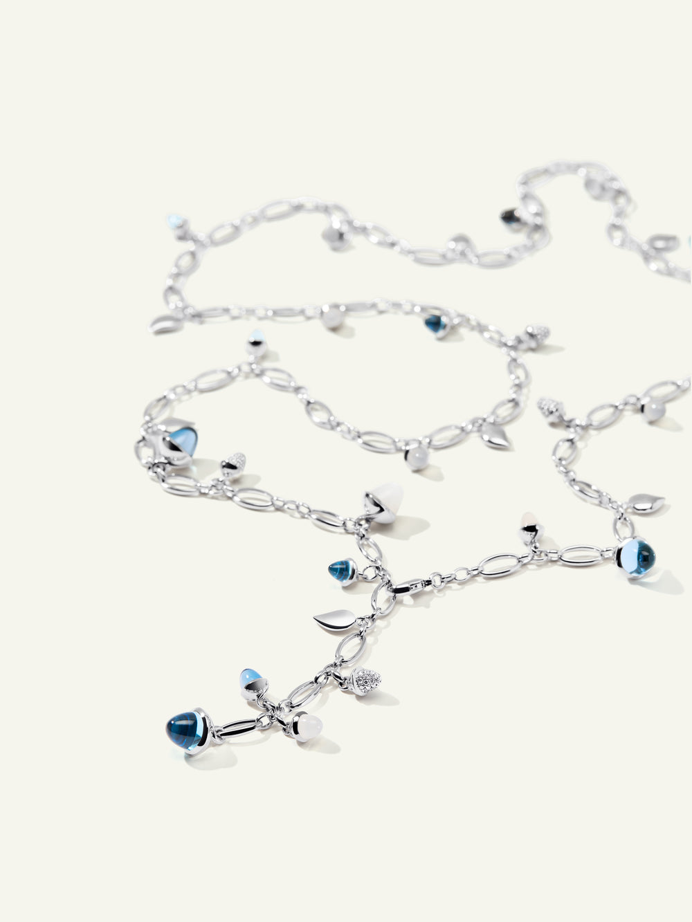 Necklace MIKADO 'Ocean' with Diamond Pavé - 100 cm Ocean