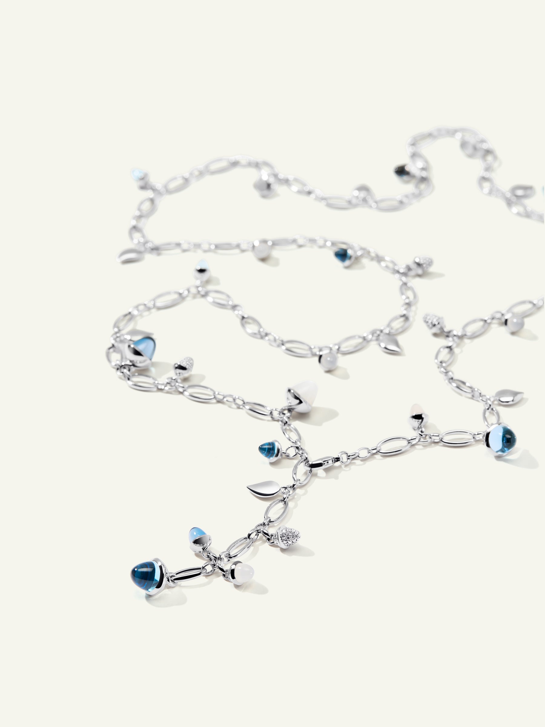 Necklace MIKADO 'Ocean' with Diamond Pavé - 100 cm Ocean
