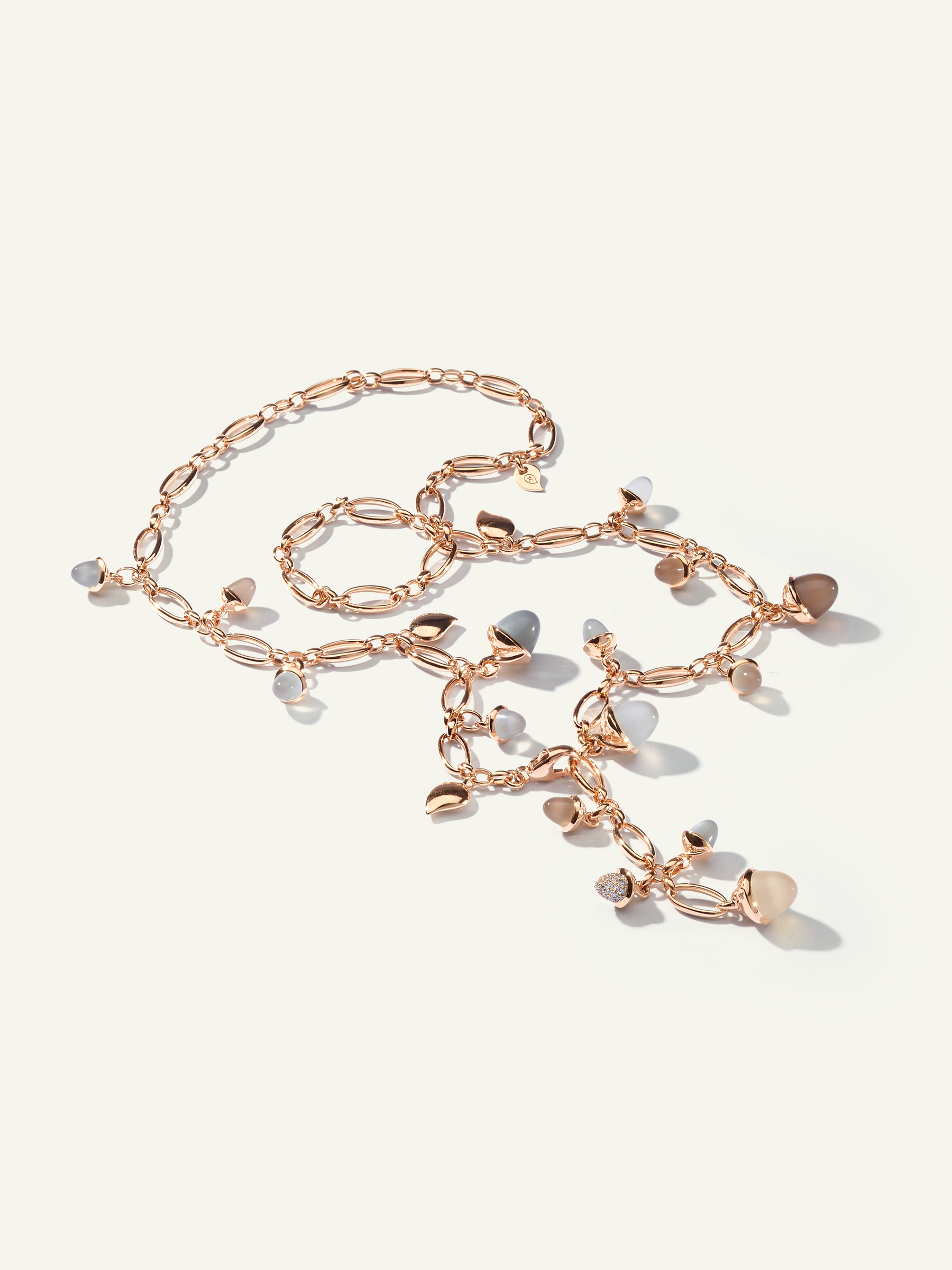 MIKADO Necklace, 56 cm in 'Cashmere' with Diamond Pavé