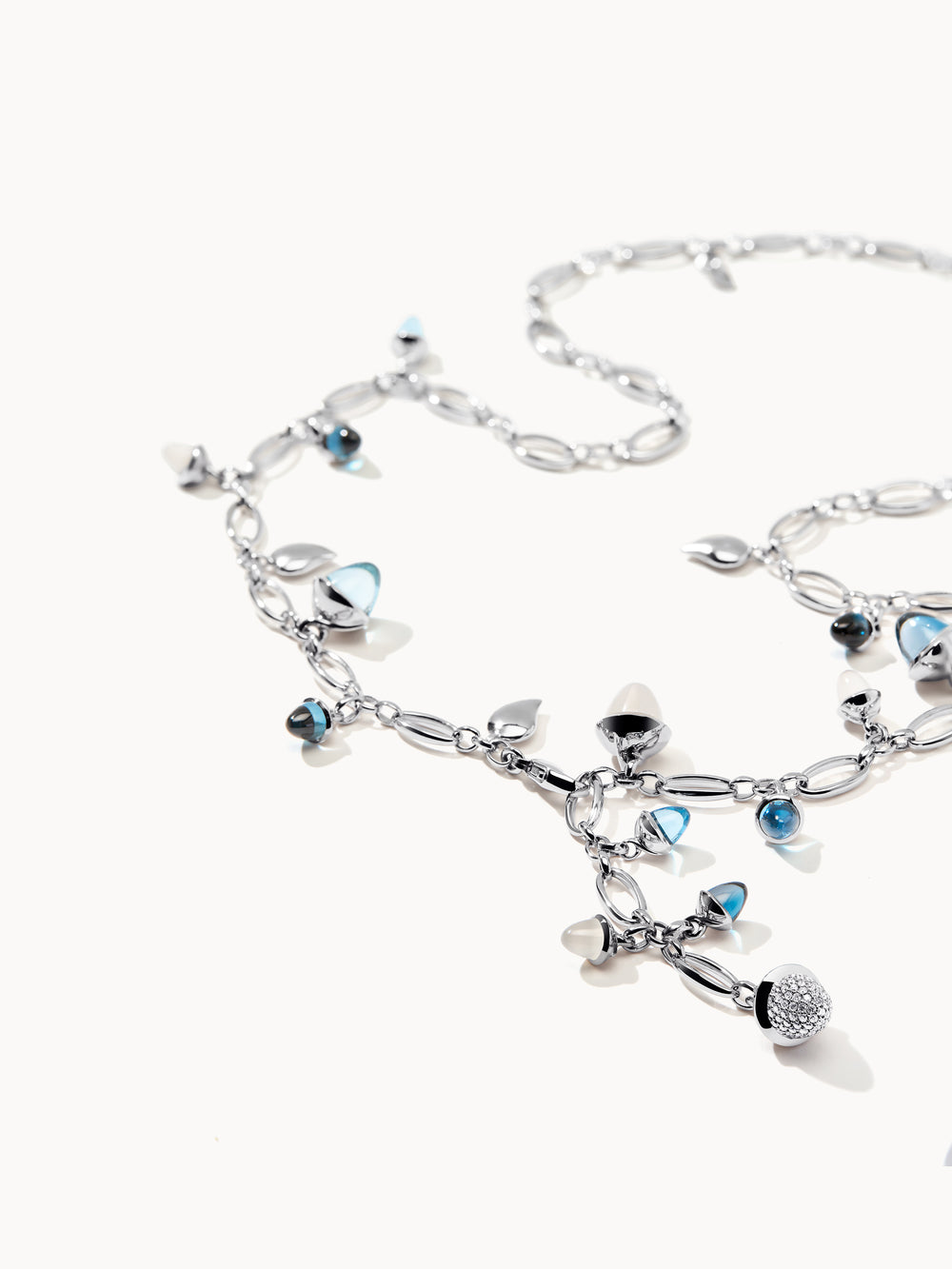 Necklace MIKADO 'Ocean' with Diamond Pavé - 56 cm Ocean