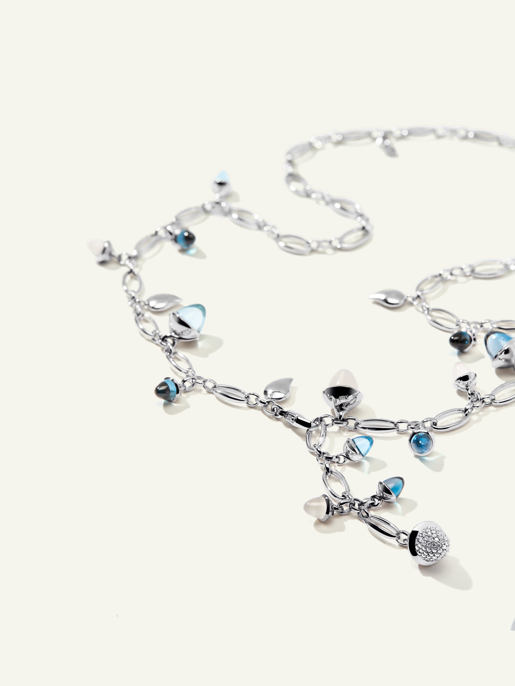 Necklace MIKADO 'Ocean' with Diamond Pavé - 56 cm Ocean