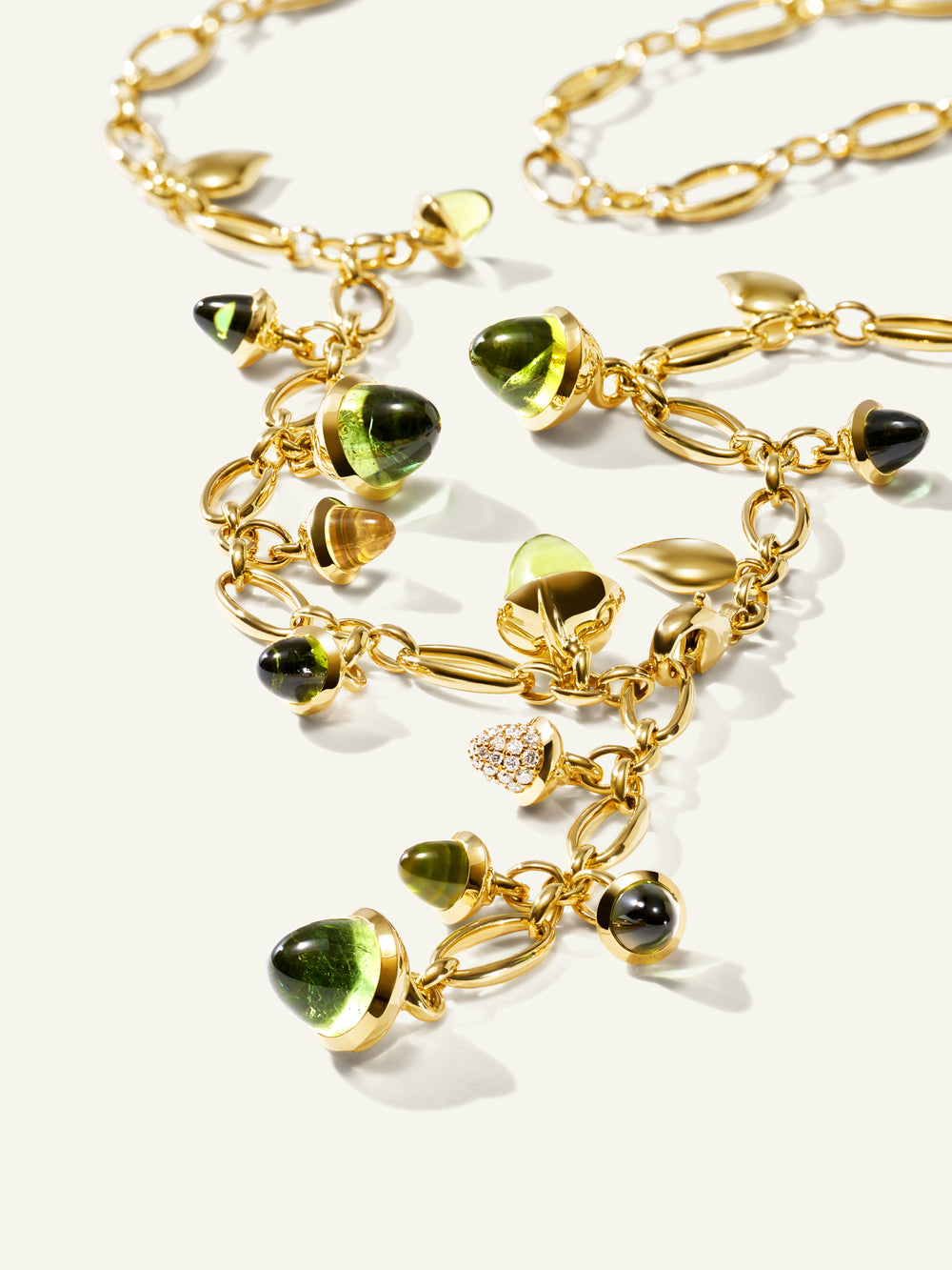 MIKADO Necklace, 56 cm in 'Rainforest' with Diamond Pavé