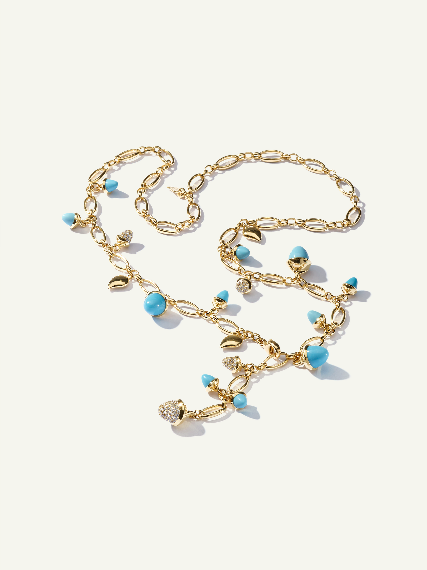 Necklace MIKADO 'Turquoise' with Diamond Pavé - 56 cm