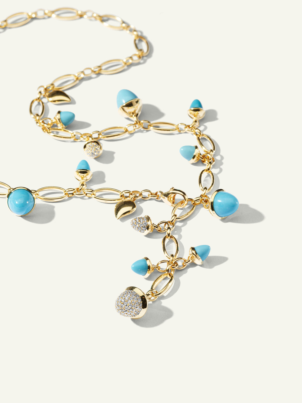 MIKADO Necklace, 56 cm in 'Turquoise' with Diamond Pavé