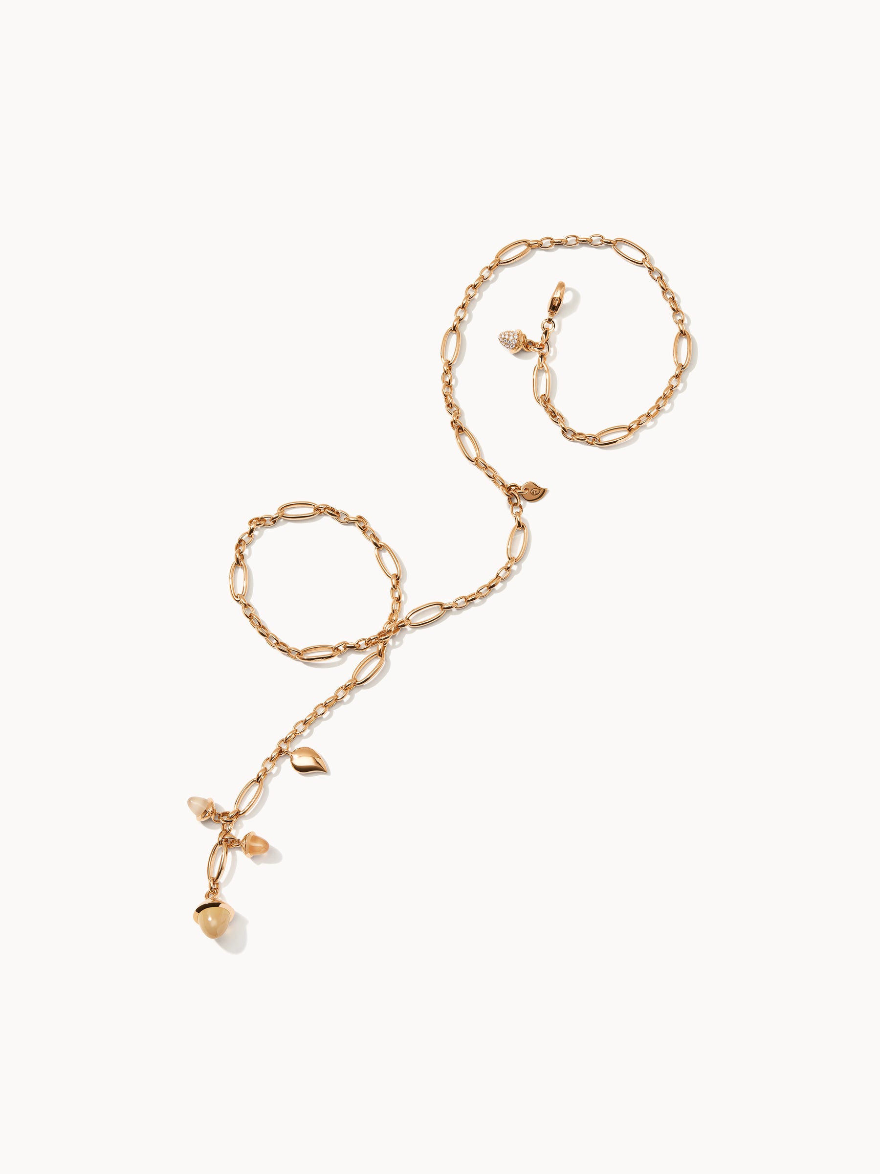 Necklace MIKADO Delicate 51 cm 'Camel' with Diamond Pavé with Diamond Pavé