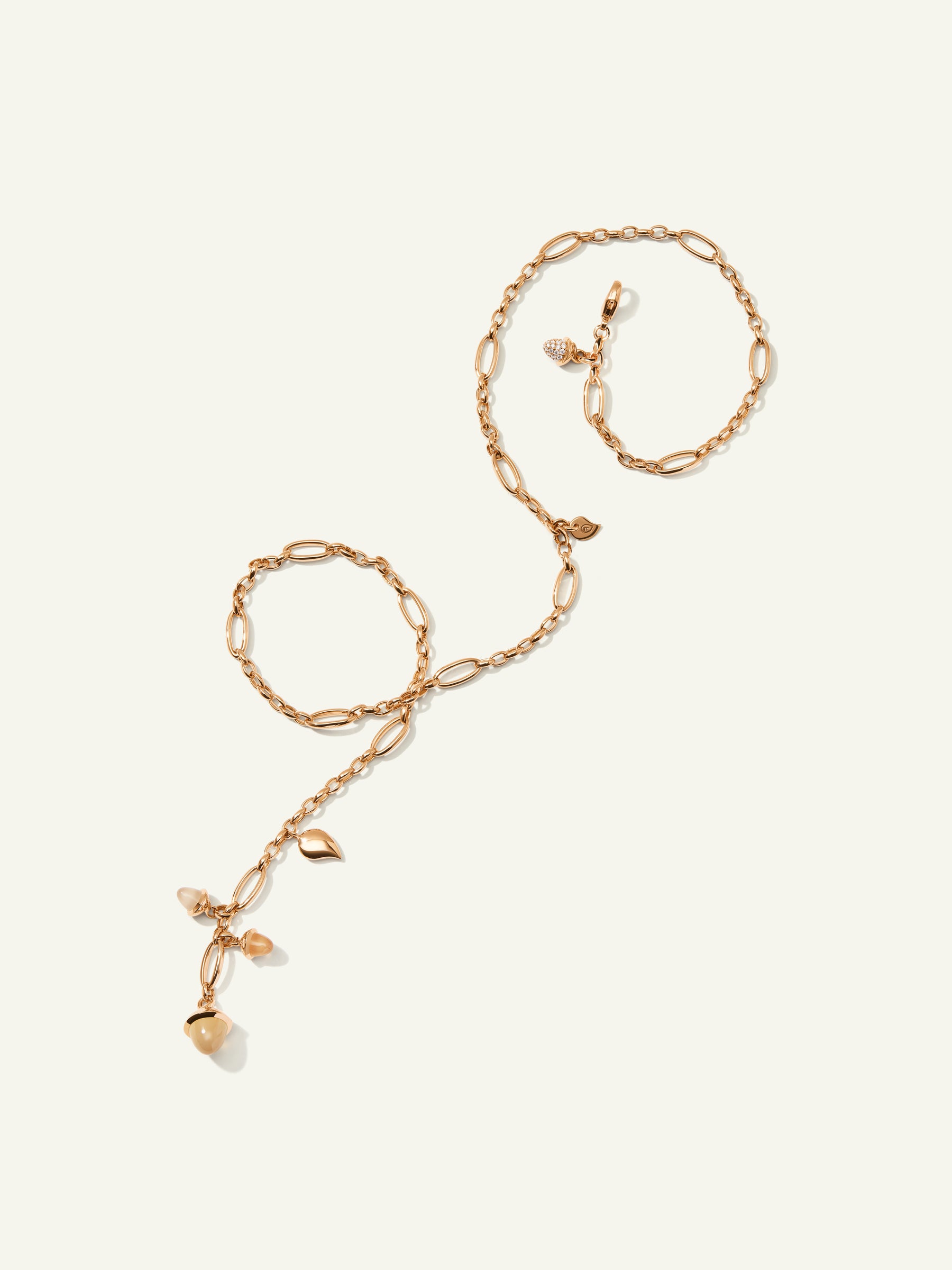 Necklace MIKADO Delicate 51 cm 'Camel' with Diamond Pavé with Diamond Pavé