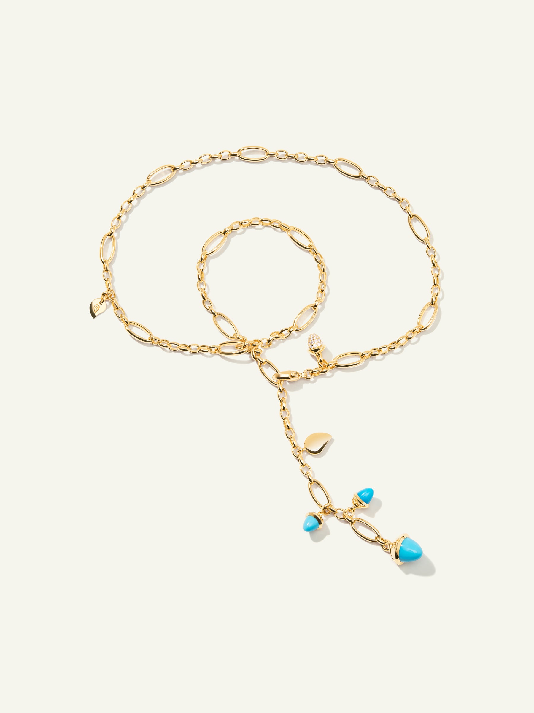 MIKADO Delicate Necklace, 51 cm in 'Turquoise' with Diamond Pavé