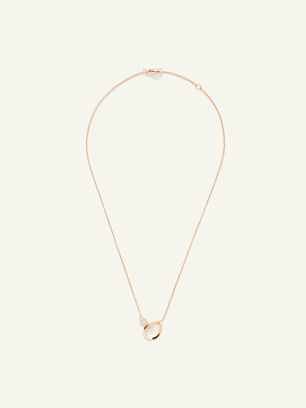 Necklace SIGNATURE 2 Drops Moonstone sand/white / Diamond Pavé