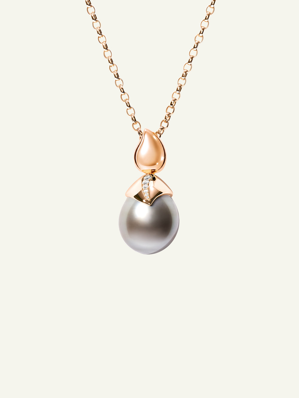 P-PRL-Tah15-p-rg | Pendant Tahitian PEARL 15 mm with Diamond Pavé