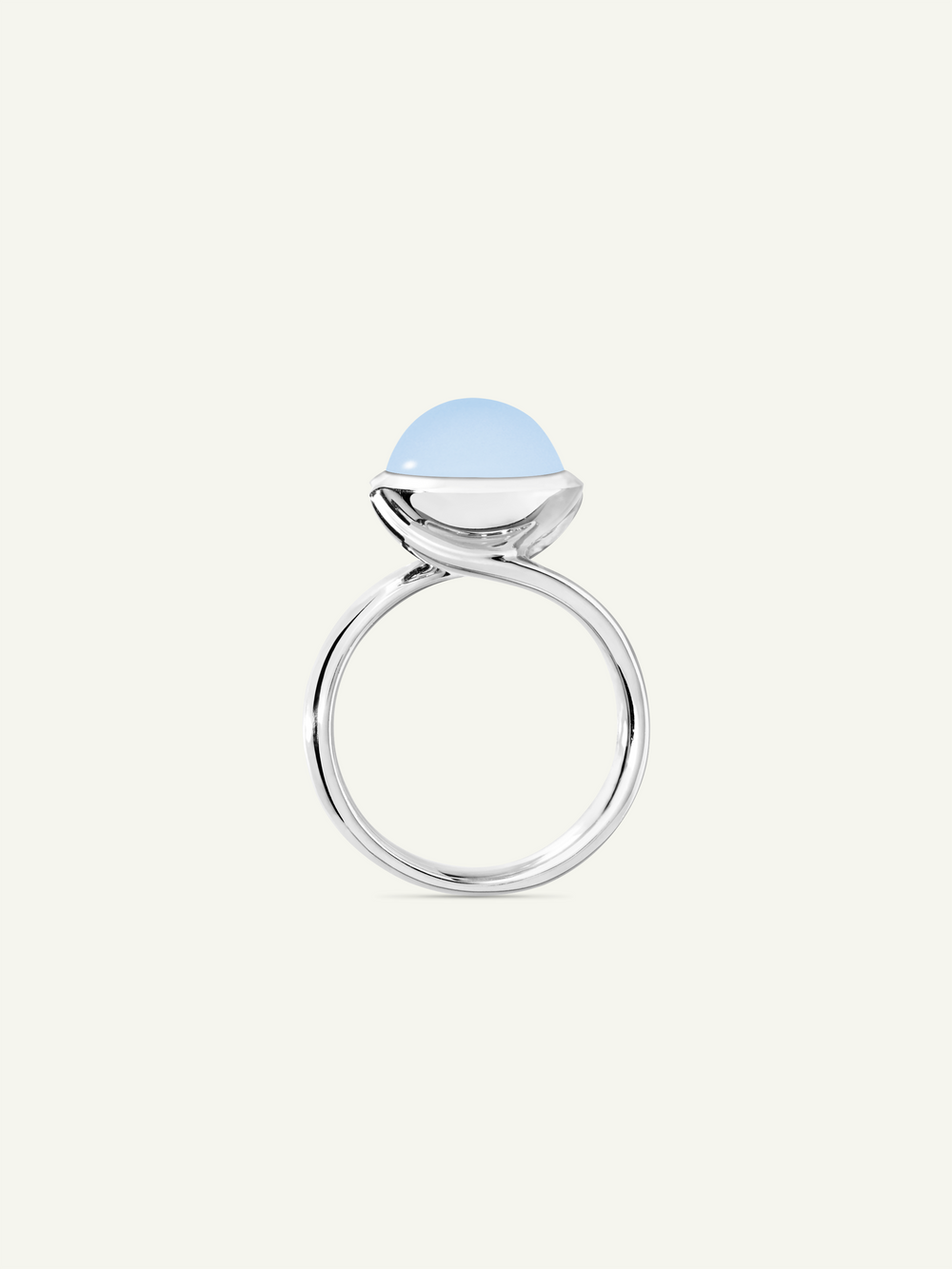 Ring BOUTON large Chalcedony blue blue Chalcedony