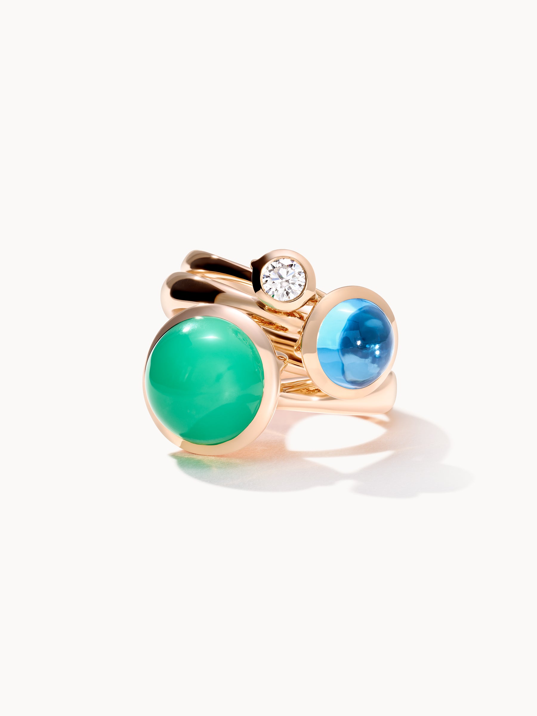 BOUTON Large Ring with Chrysoprase