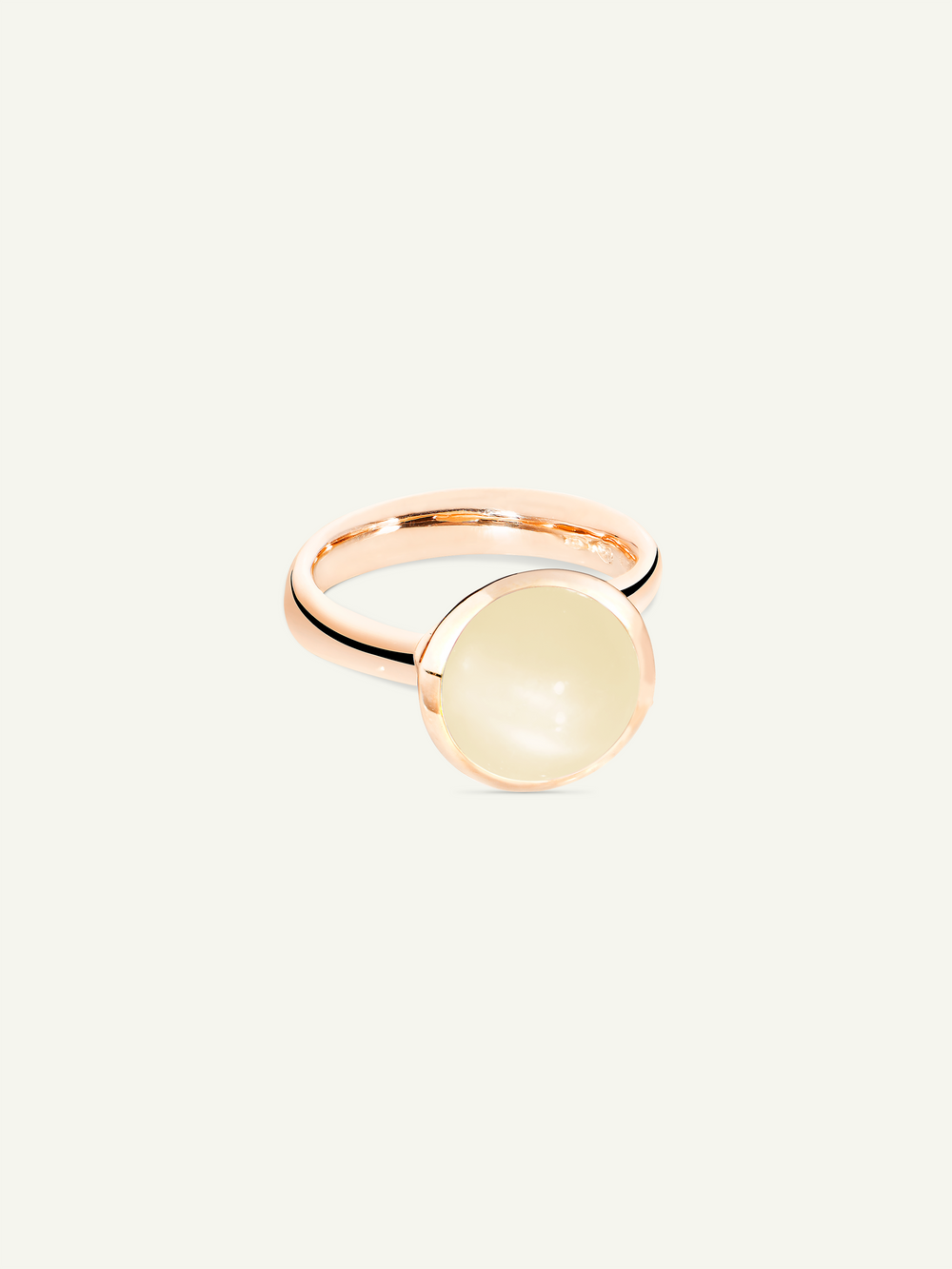 Ring BOUTON large Moonstone sand/white sand Mondstein