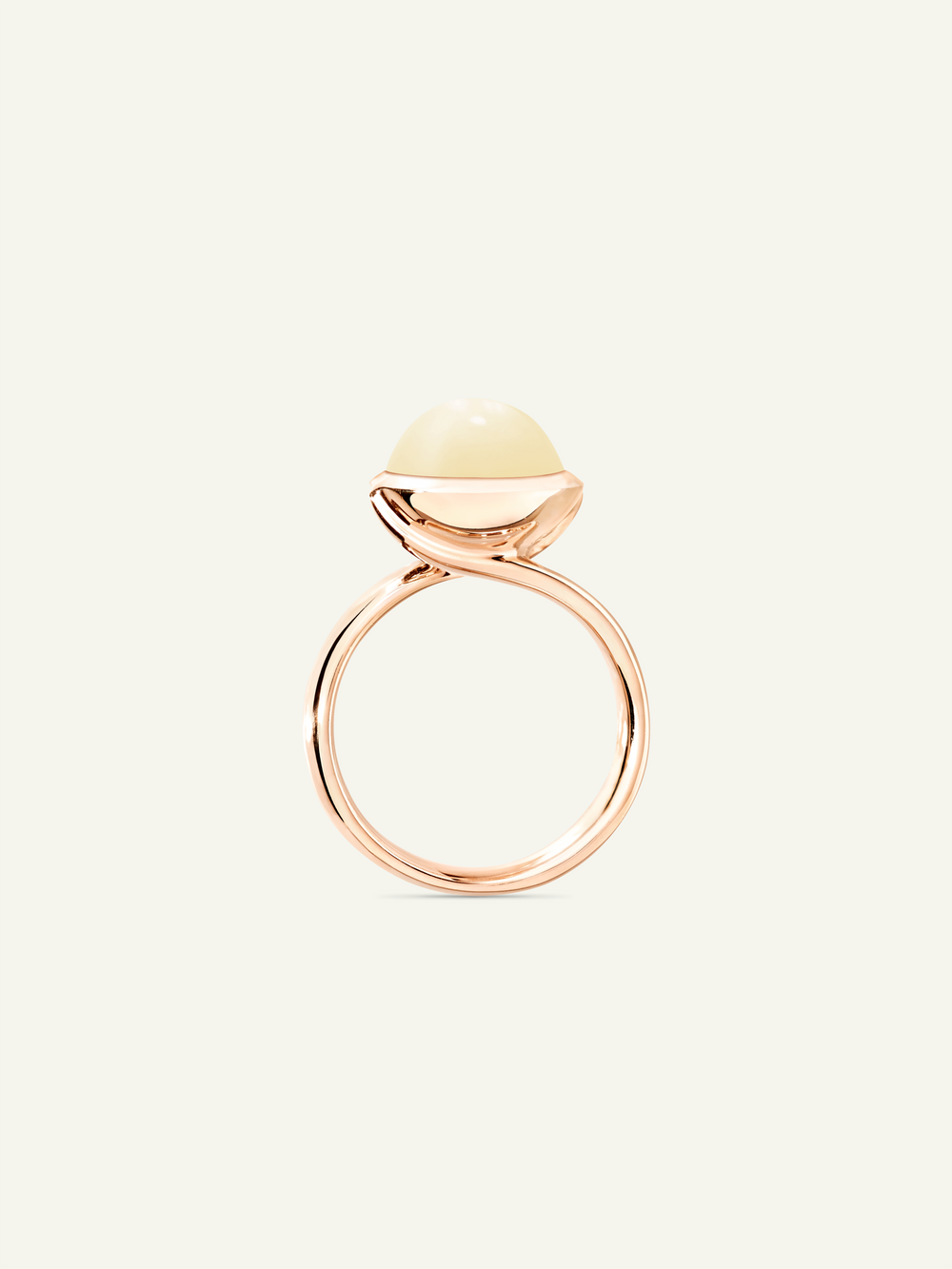 Ring BOUTON large Moonstone sand/white sand Mondstein